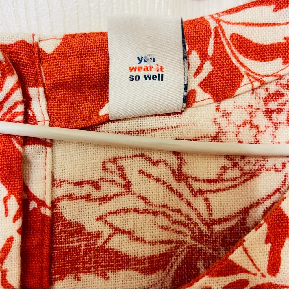 Old Navy  NWT Women’s Size XXL Tall orange and white cropped cotton shirt - Picture 11 of 11